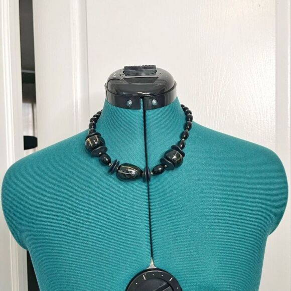 Made in Japan Chunky Round Beaded Hand Painted Native Choker Fashion Necklace - Picture 3 of 10